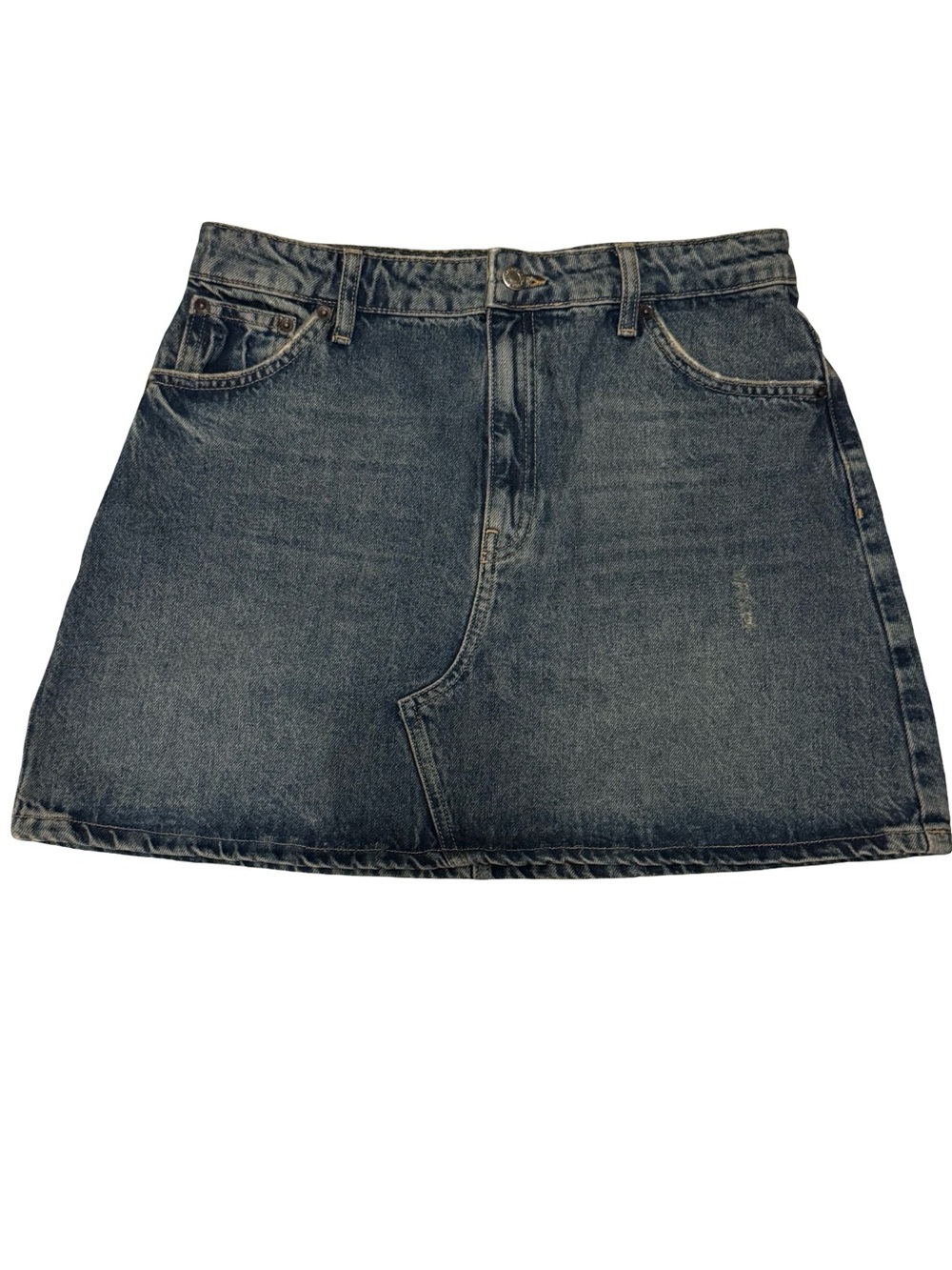 Topshop Vintage-Inspired Dark Blue Denim Mini Skirt